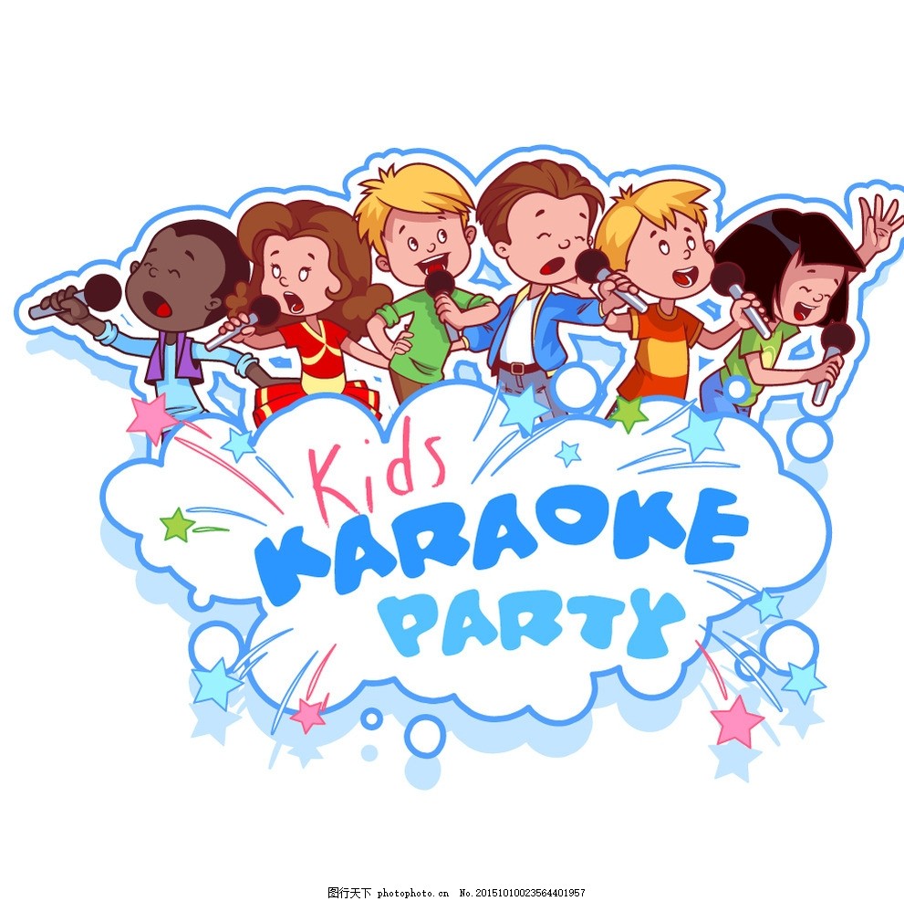 儿童 小女孩 小男孩 少儿 唱歌 幼儿园 手绘 小学生 卡通人物 插画