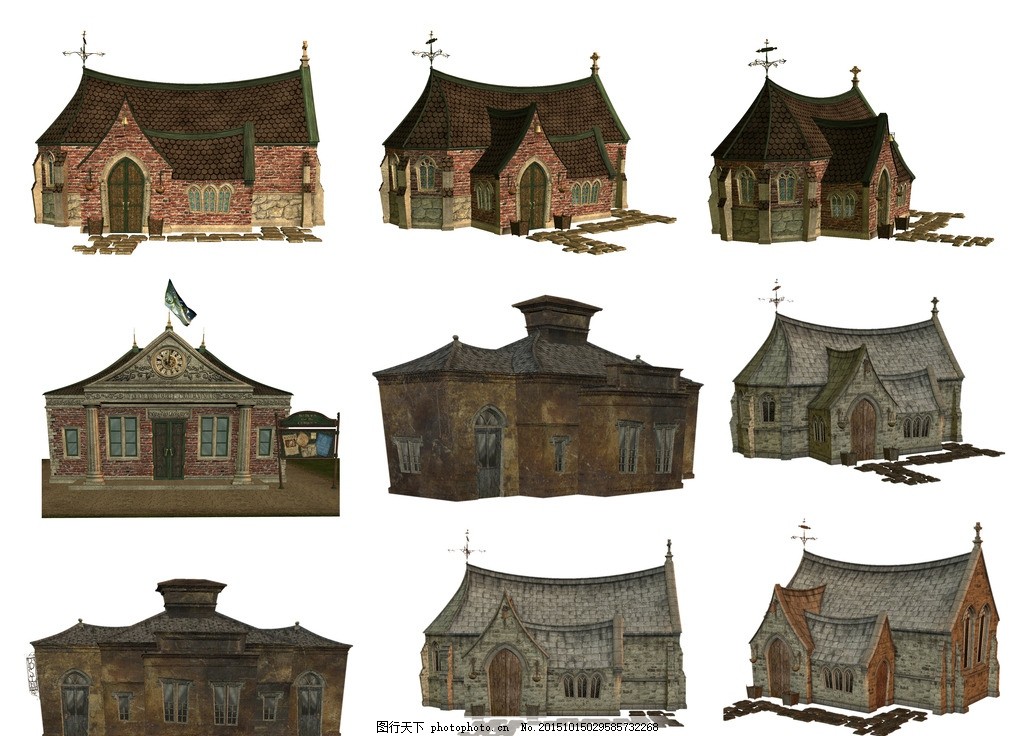 欧式场景建筑 3d模型 房子模型 游戏场景 3d游戏场景 城堡 房子 游戏