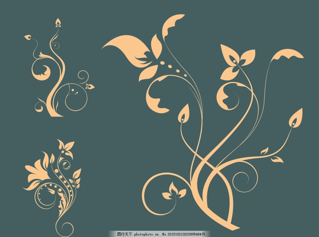 欧式枝条3 花叶 典雅花纹 白描花纹 单线 鲜花 背景墙 传统画