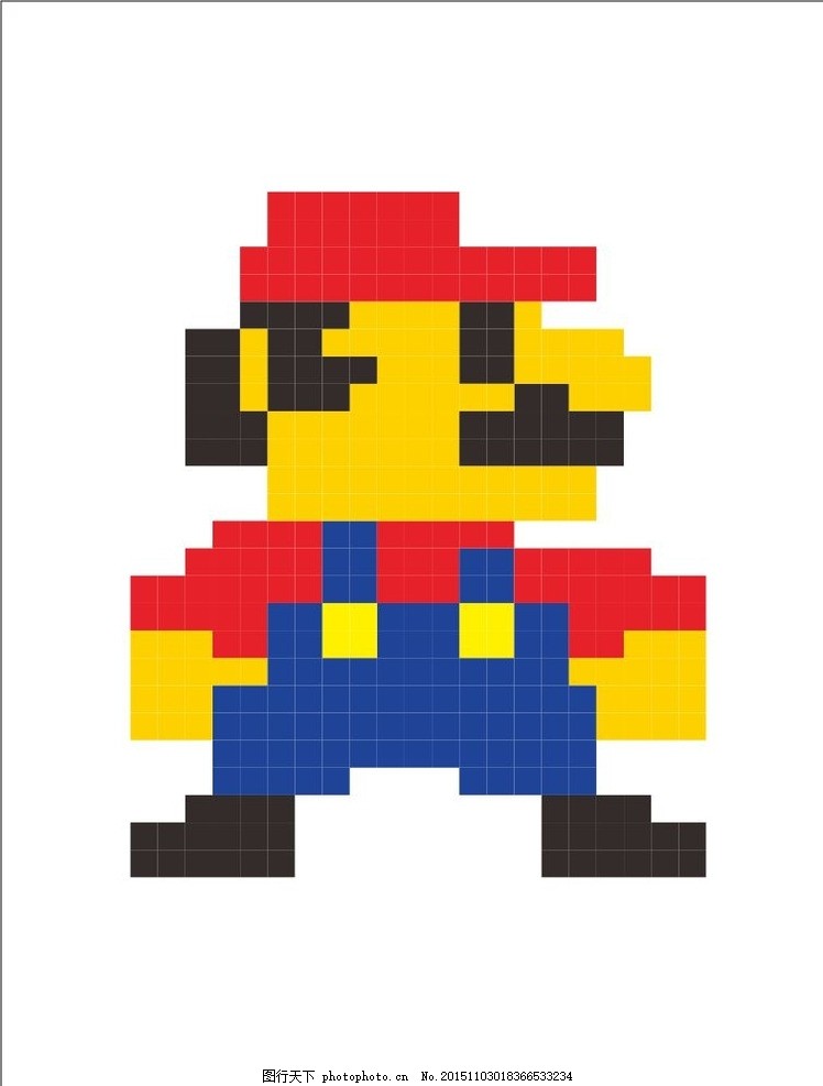 像素画马里奥图片_动漫人物_动漫卡通_图行天下图库