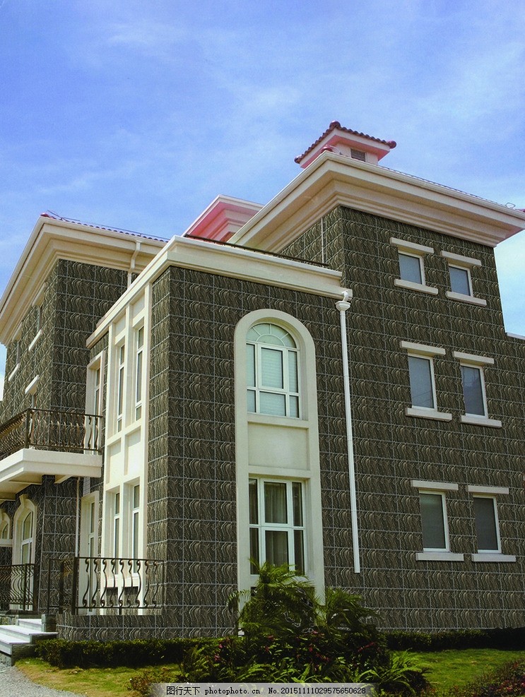 别墅外墙 瓷砖铺贴,大理石 仿古砖 抛釉砖 木纹