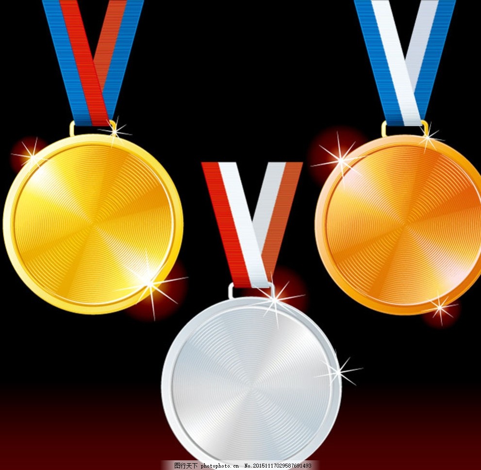 奖牌设计矢量素材,金牌 银牌 铜牌 名次 冠军-图
