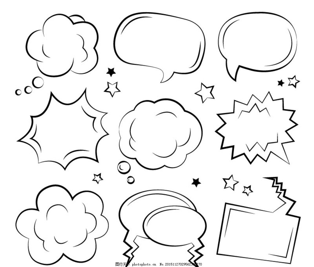 手绘语言气泡矢量素材,对话框 语言框 对话气泡 聊天-图行天下图库