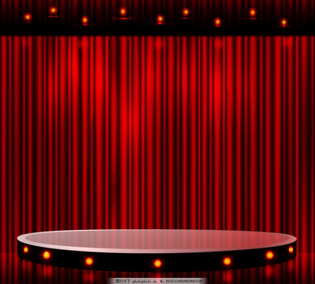 精美红色舞台,灯光 幕布 剧院 矢量图 背景素材 免费下载-图行天下图库