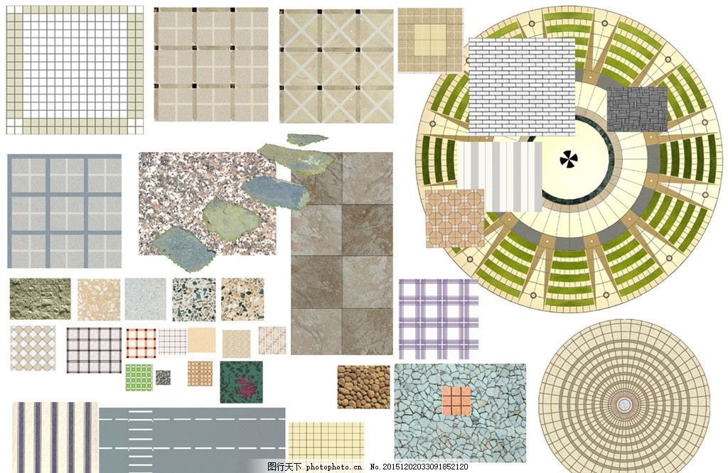 地面铺装 园林景观 道路 广场 石板 小路 设计 psd分层素材 psd分层