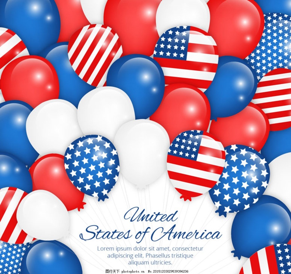 美国星条旗元素气球背景,气球束 美国气球背景