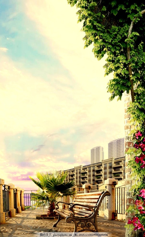 洋房 花园 欧式花园 欧式建筑 欧式风景 欧式风光 树 蓝天 园林
