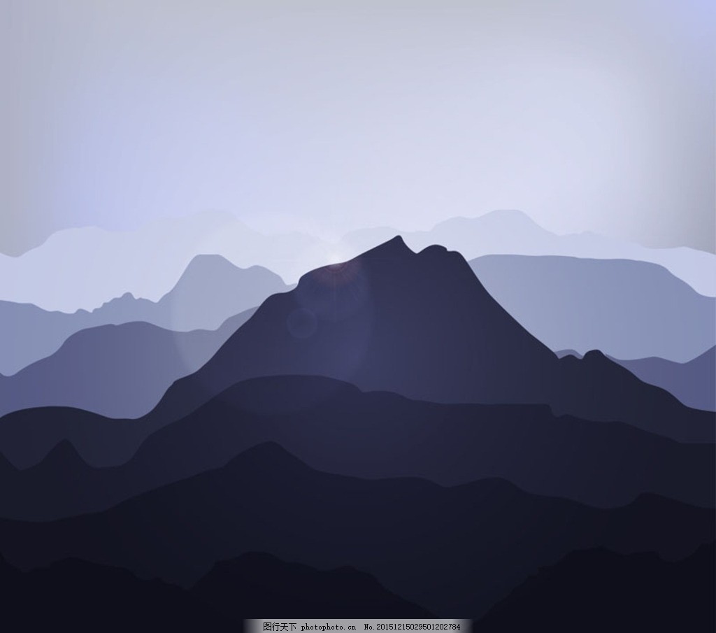 群山,创意 剪影 山峰 山脉 山峦 光晕 叠影 装饰-