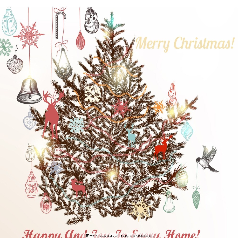 圣诞树,圣诞节 雪人 树木 手绘 可爱 眼镜 自行车