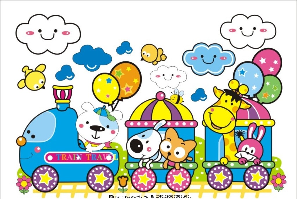 开火车的卡通小动物图片