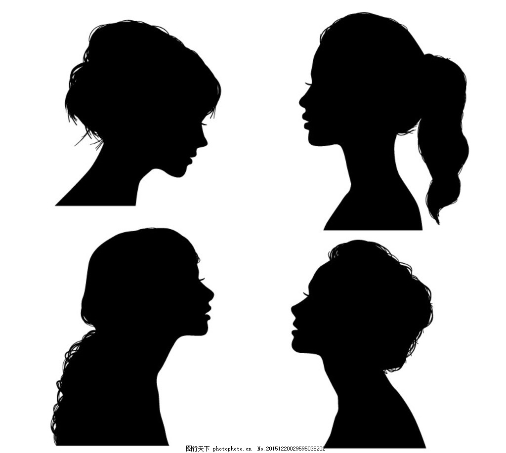 美女侧脸剪影图片