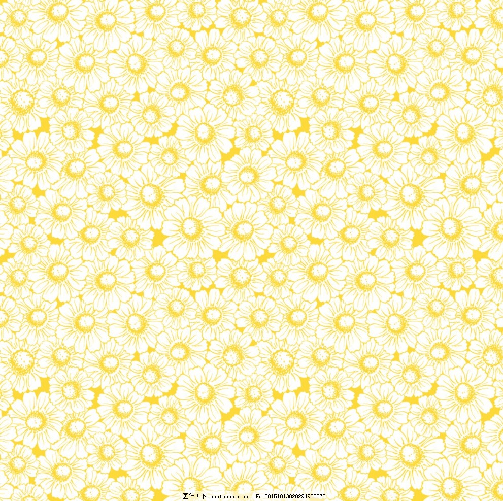 黄色雏菊碎花背景矢量素材图片 背景纹理 背景底纹 图行天下素材网